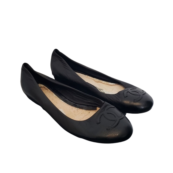 Chanel Ballet Flats Black Size 40 US 9 - Picture 1 of 12
